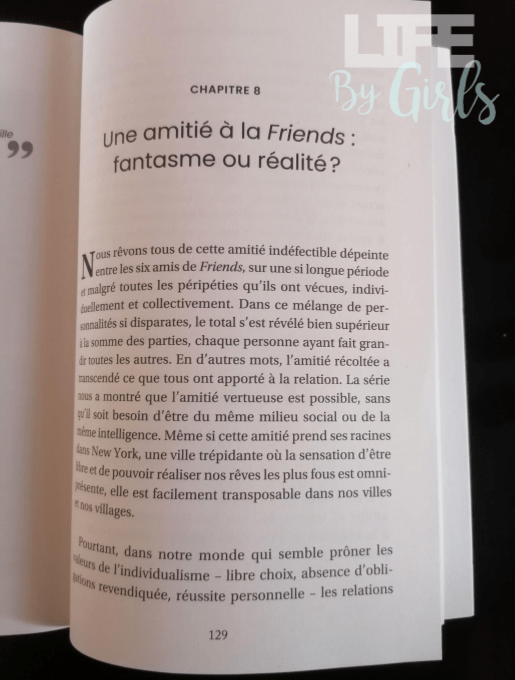 Une page du livre "L'amitié selon Friends"